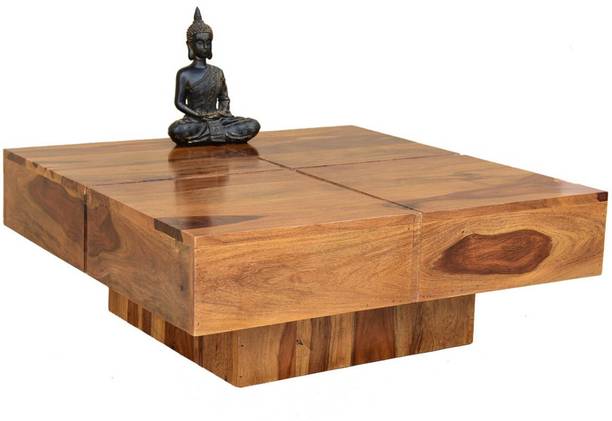 Shree Girnar INC square teak finish low height coffee table Solid Wood Coffee Table