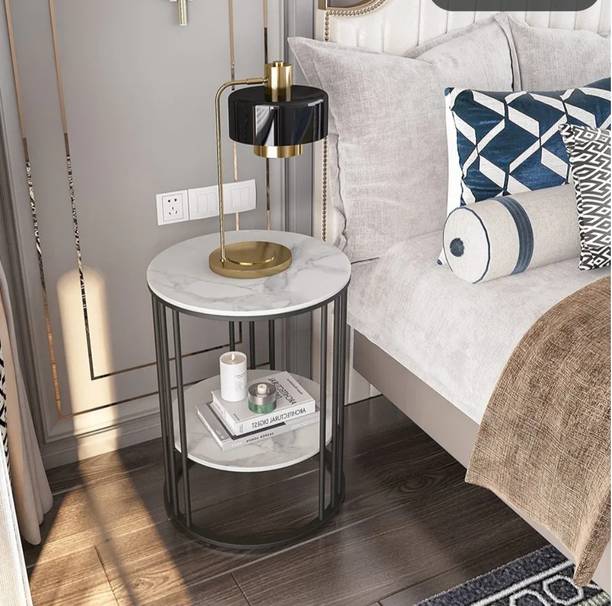 Vuhome Round Coffee table with marble MDF top for living room& Home decor furniture Engineered Wood Coffee Table
