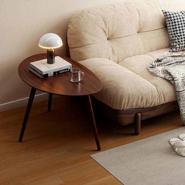 Craftsline Small Oval Coffee Table, 25.6'' Small Mid Century Modern End Table Solid Wood Coffee Table