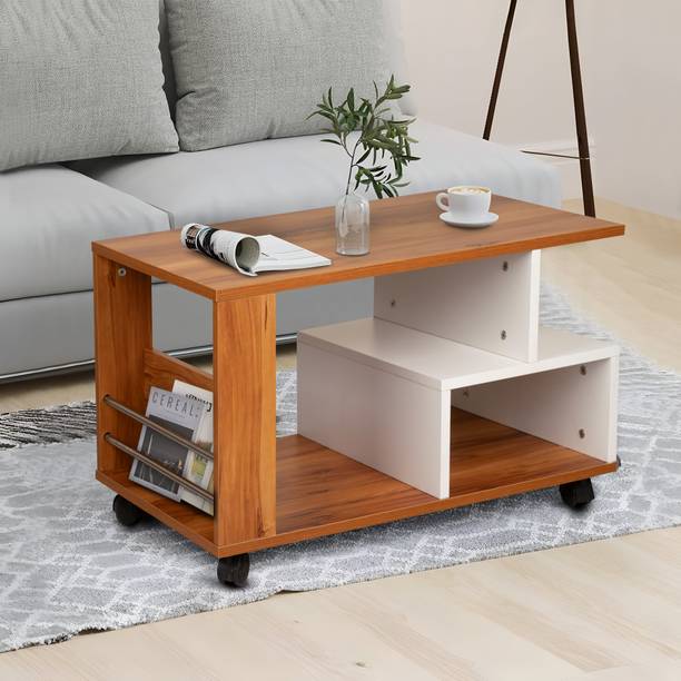 Urbanovia Coffee Table with Lockable Wheels and Storage Space Engineered Wood Coffee Table