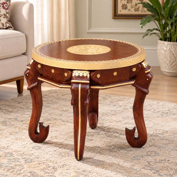 preet gallery Wooden Heritage Elephant Coffee Table For home Decor And Living Room Solid Wood Coffee Table