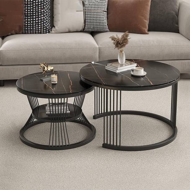 The Evozal Craft Iron frame table living room bed room mdf top ( Black) Engineered Wood Coffee Table