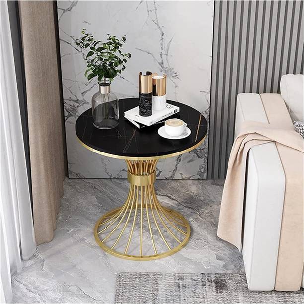 frozenfly Modern side coffee table living room bed room mini balcony table( Black Gold ) Engineered Wood Coffee Table