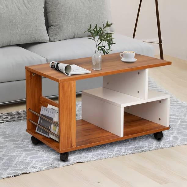 Urbanovia Wooden Coffee Table with Caster Wheels & Lock | Modern Center Table with Storage Engineered Wood Coffee Table