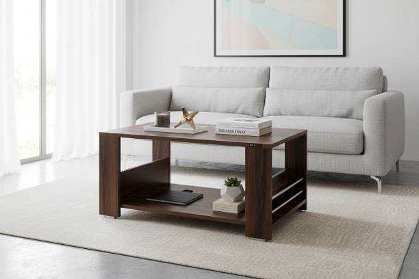 Urbanovia Wooden Coffee Table in Walnut Finish with Shelf Storage Engineered Wood Coffee Table