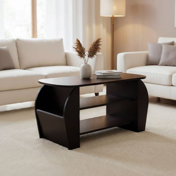 KIK Nest Coffee Table | Wooden Center Table with Storage Shelves Engineered Wood Coffee Table
