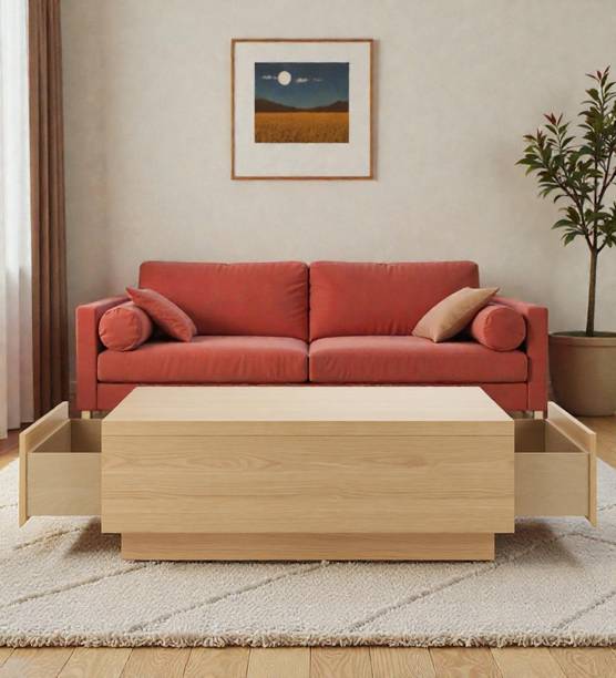 Tanush Furnitures Aurvian Modern Engineered Wood Storage Coffee Table with Dual Side Drawers Engineered Wood Coffee Table