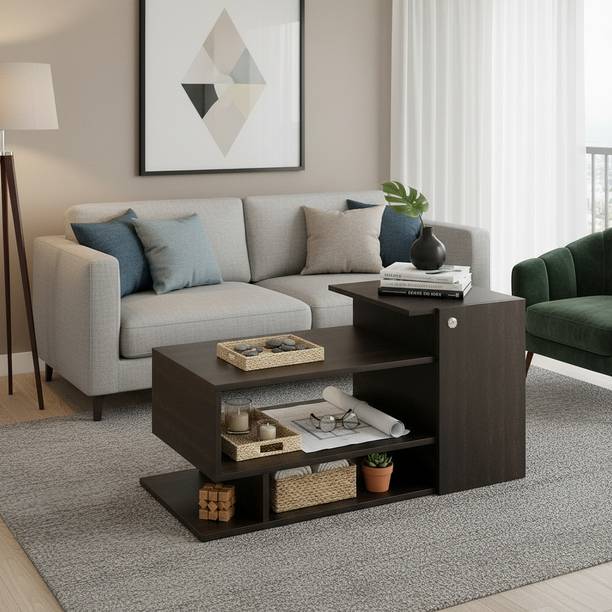 FURNEASER Tea Table for Living Room, Centre Table with Door, Sofa Table, Engineered Wood Coffee Table