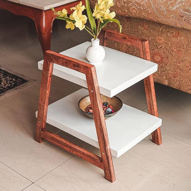 VASIL MART VASIL MART Wooden End Table for Living Room, Sofa Side Table for, SPACE (White) Solid Wood Bedside Table