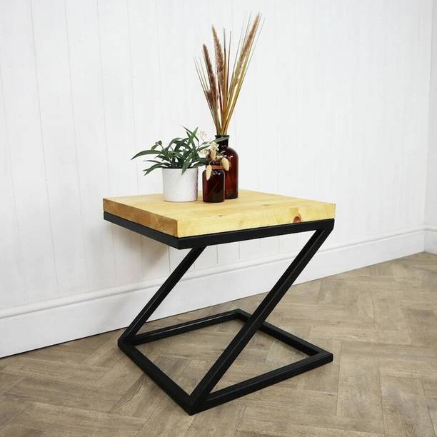 Smake Mart Metal Side Table with Wooden Top for Living Room Metal Coffee Table
