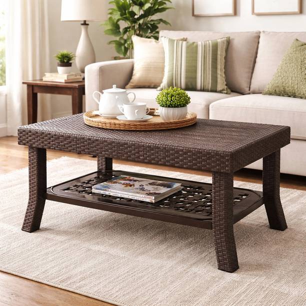 ARLAVYA Durable and Sturdy Rattan Style Coffee Table, Teapoy, Centre Table Plastic Coffee Table