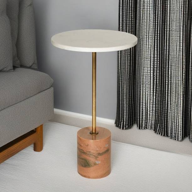Little Extra Marble Knock Down Round Table Solid Wood Coffee Table