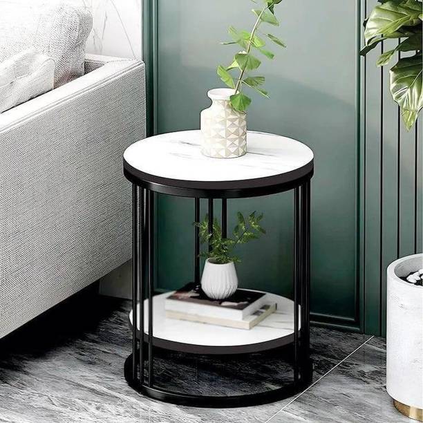 gari Urban Living White Marble Accent Table Engineered Wood Bedside Table
