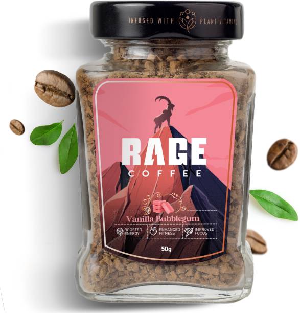 RAGE Coffee 50 Gms Vanilla Bubblegum Flavour - Premium Arabica Instant Coffee , Boldest, Smoothest, Tastiest, All Natural Coffee Instant Coffee Instant Coffee