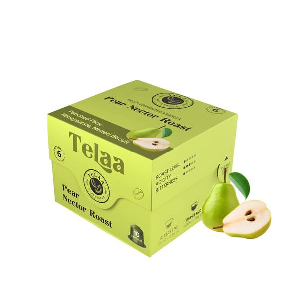Telaa Coffee And Tea Pear Nector Roast Coffee Pods | Espresso Compatible | 10 Capsules Roast & Ground Coffee