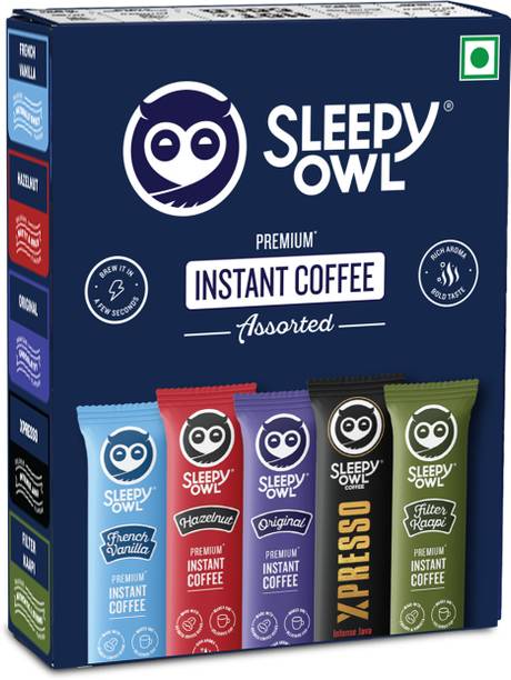 Sleepy Owl Pack of 10 Premium Instant Coffee Sachets | 5 Delicious Flavours | Instant Coffee 10 x 2 g