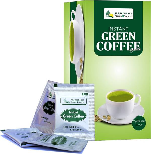 Pranacharya Greenshield Instant Green Coffee Weight Loss Sachet | Natural Flavor | Caffeine Free | 20 Sachets Instant Coffee