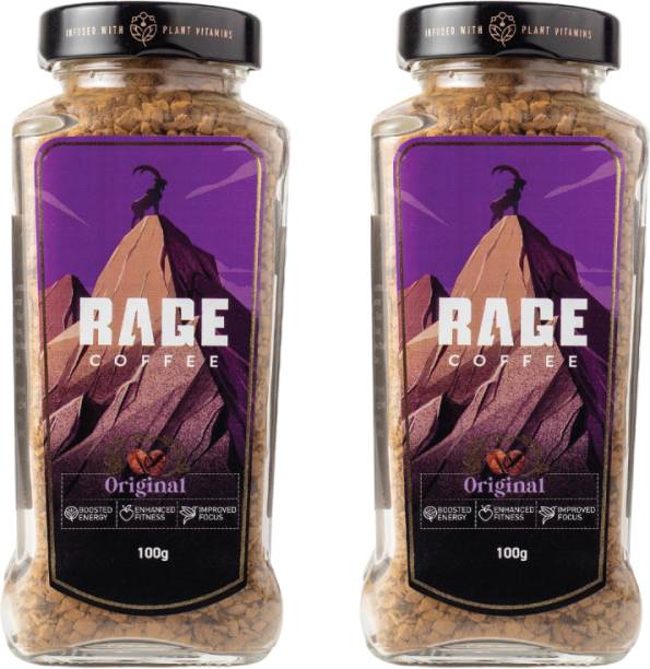 RAGE Coffee - 200 GMS Original Blend - Premium Arabica Instant Coffee Crystals Infused with Natural Vitamins Instant Coffee
