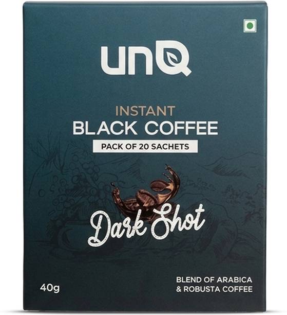 UNQ Dark Shot Instant Black Coffee Sachets 20 Pack | Black Coffee | 20 Cups (40g) Instant Coffee
