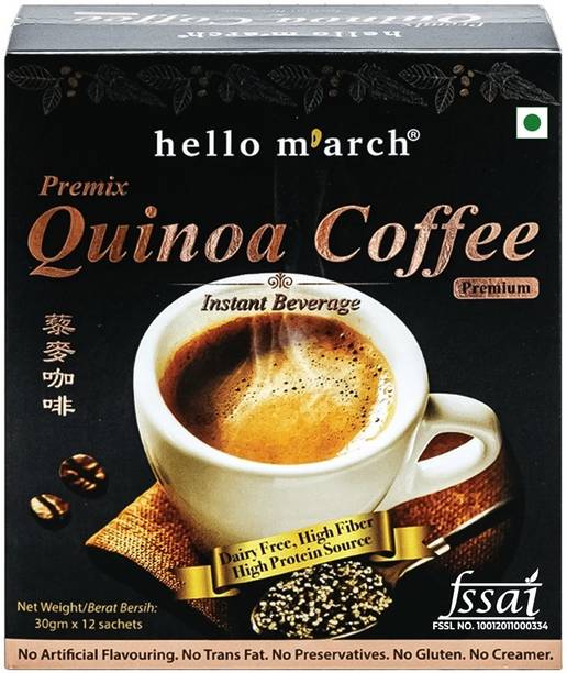Hello M'arch Quinoa Coffee Premix | Plant-Based | 100% Arabica | 12x30g Sachets Instant Coffee