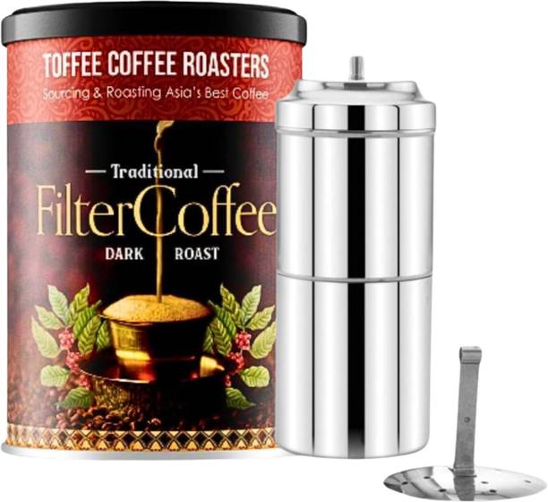 Toffee Coffee Roasters | Traditional South Indian Filter Coffee + Free Filter Coffee Maker (220ml) | Filter Coffee