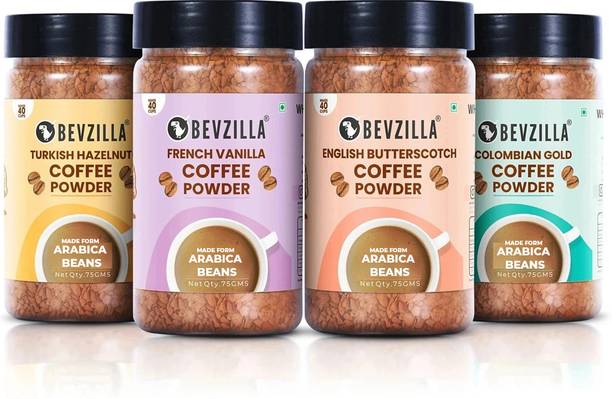 Bevzilla 75 Grams X 4 Flavoured Instant Coffee Powder |Strong Coffee Instant Coffee
