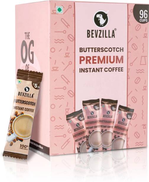 Bevzilla Instant Coffee Powder - 96 Sachets Box, English Butterscotch, Makes 96 Cups Instant Coffee