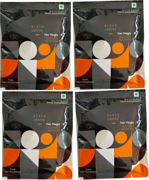 Gurpreet Nutrition Black Coffee sugar control & over weight management (pack of 4 , 10g each) Instant Coffee