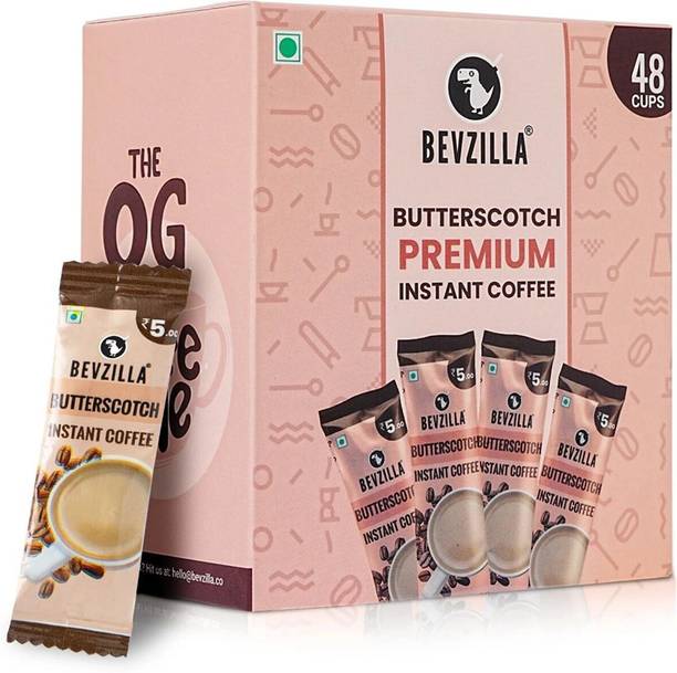 Bevzilla Instant Coffee Powder Box - 48 Sachet (Butterscotch), Pure Arabica , Strong Instant Coffee