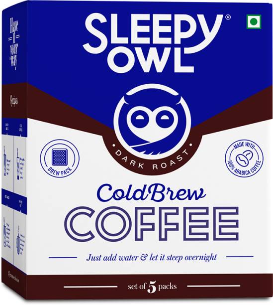 Sleepy Owl Dark Cold Brew Bags | No Equipment Needed | Makes 15 Cups | 100% Arabica Roast & Ground Coffee