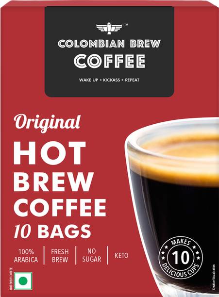 Colombian Brew Colombain Brew Coffee Arabica Original Hot Brew 10 Bags, 10 Cups Instant Coffee