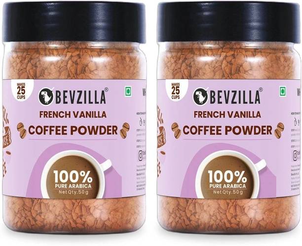 Bevzilla Vanilla Flavoured Coffee Powder |Hot & Cold Instant Coffee (2 x 50 g) Instant Coffee