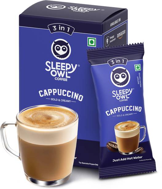 Sleepy Owl Cappuccino Premix Sachets (3 in 1) | Pack of 5 Instant Coffee