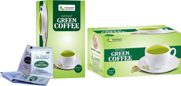 Pranacharya Greenshield Instant Green Coffee Weight Loss 40 Sachet, Natural Flavor, Caffeine Free Instant Coffee