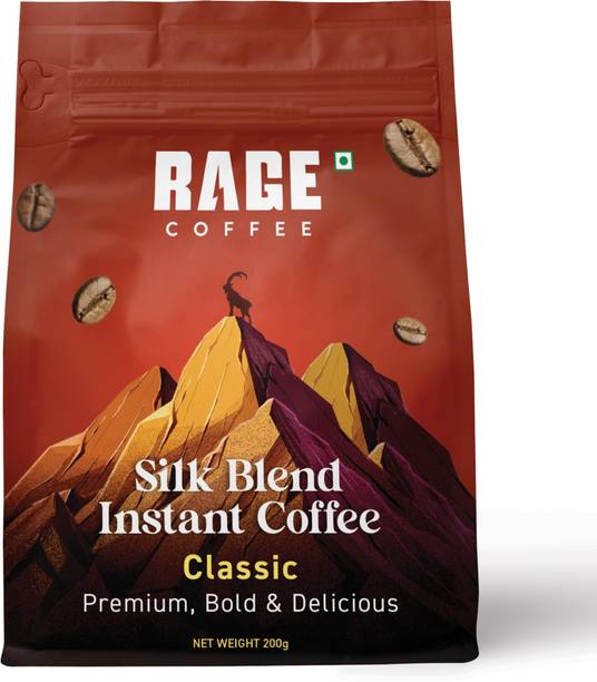 RAGE Premium Silk Blend Classic - 200 Gm | 100% Pure Arabica Beans Instant Coffee