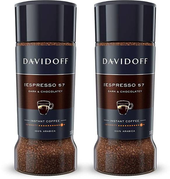 Davidoff Espresso 57 Intense, Instant Coffee,Ground, 100g (2 Pack), Glass Bottle Instant Coffee