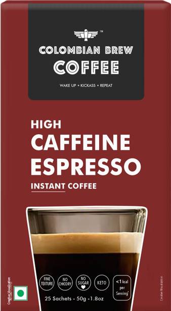 कोलंबियाई ब्रेव हाई कैफीन एस्प्रेसो इंस्टेंट कॉफी, स्ट्रांग, 50g फ़िल्टर कॉफ़ी