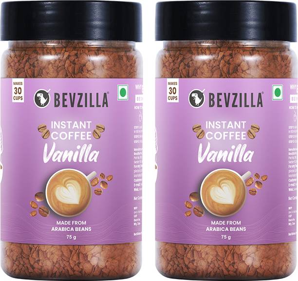 Bevzilla Pack of 2 Vanilla Instant Coffee Powder| Hot & Cold Instant Coffee
