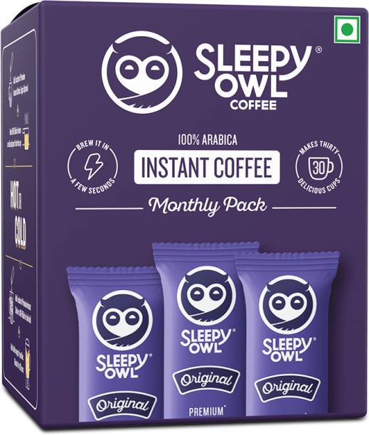 Sleepy Owl Original 30 Premium Sachet | 100%Arabica | Rich & Smooth | Easy to Carry Instant Coffee