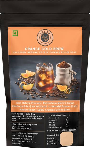 Telaa Coffee And Tea Telaa Orange Cold Brew | Zesty Smooth Coffee | 2L Ready to Pour Roast & Ground Coffee