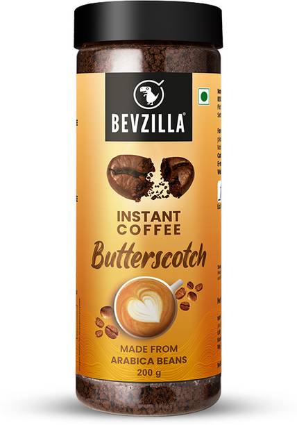 Bevzilla 200 Grams Butterscotch Flavoured Instant Coffee Powder|Hot & Cold Brews Instant Coffee