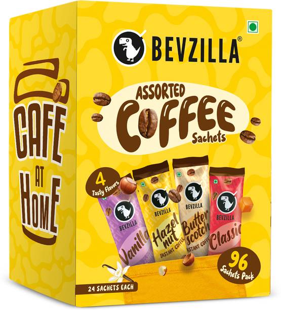 Bevzilla Powder - 96 Sachets Box Flavour,24 Sachets Each Flavour Instant Coffee