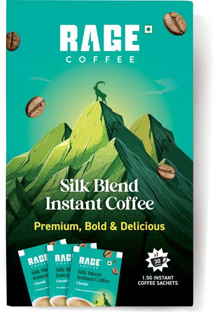 RAGE Silk Blend Classic Sachets | Pack of 30 | Rich & Bold Instant Coffee flavour Instant Coffee