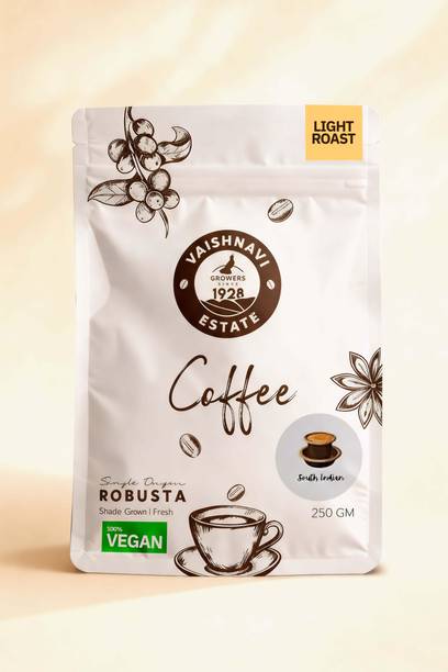 VaishnaviEstate Vegan Light Roast Robusta Coffee | Shade Grown | Filter Coffee - 250g Filter Coffee