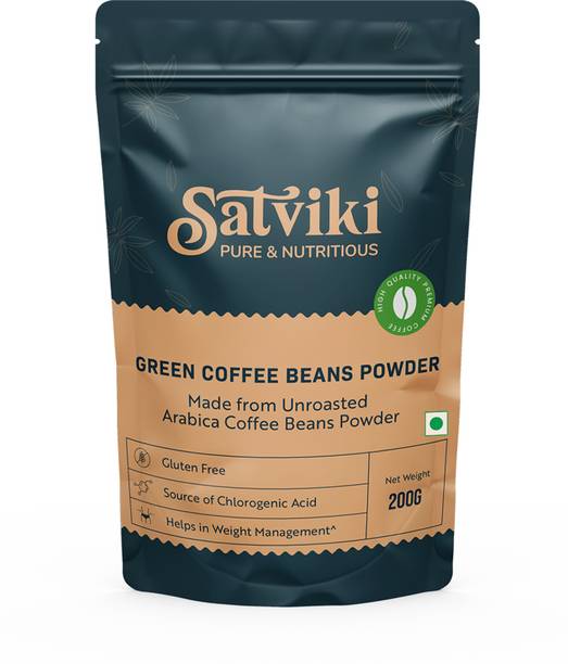 SATVIKI Green Coffee Beans Powder | AAA Arabica | Unroasted & Natural | FSSAI Certified Instant Coffee