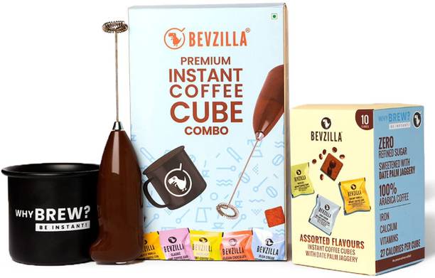 Bevzilla Instant Coffee Cubes Gift Set With Frother & Mug Instant Coffee