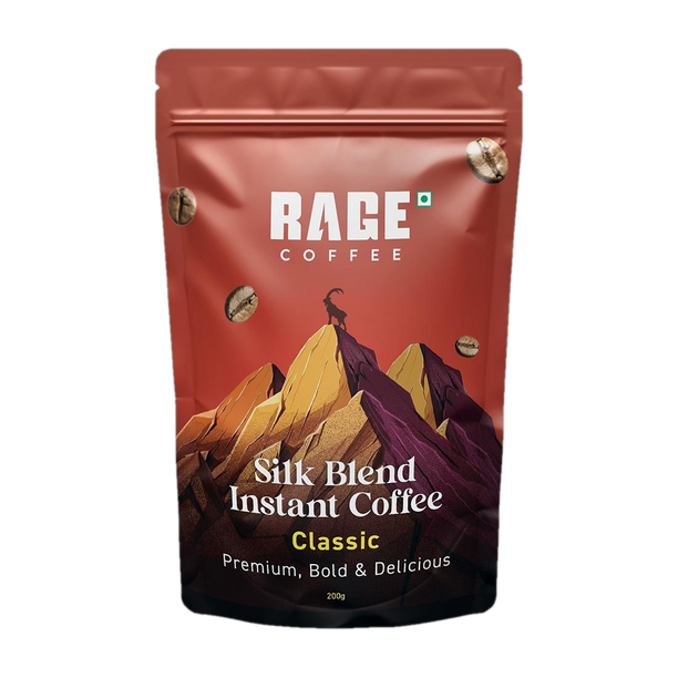 RAGE Premium Silk Blend Classic - 200 Gm | 100% Pure Arabica Beans Instant Coffee