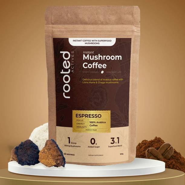 ROOTED Actives Mushroom Coffee | 100% Arabica | 100g Instant Coffee