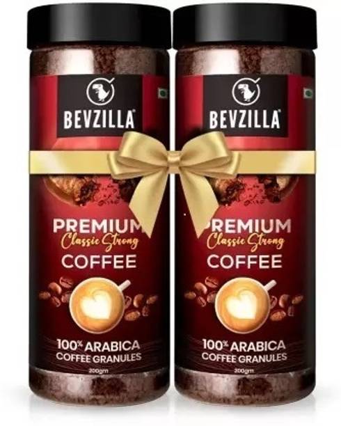 Bevzilla Pack of 2 100% Arabica Instant Premium Classic Strong Coffee Powder Instant Coffee