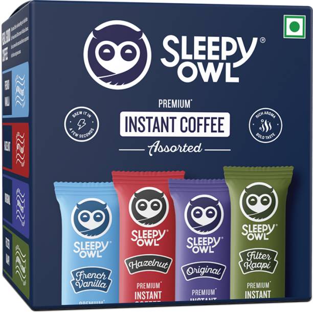 Sleepy Owl Pack of 48 Premium Sachets | 4 Delicious Flavours Instant Coffee